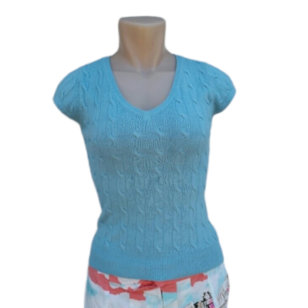 XS New York Company teal short sleeve sweater